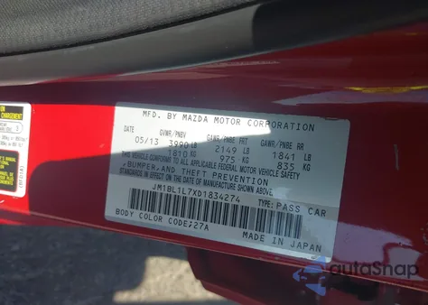2013 Mazda 3 I from USA, damaged, VIN JM1BL1L7XD1834274